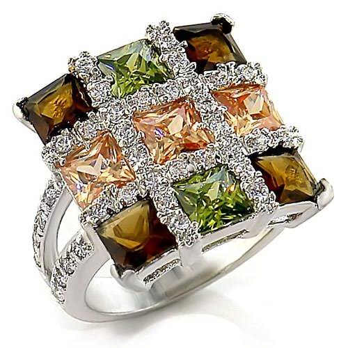 SEXY MULTI-COLOUR TILES COCKTAIL RING- size6/8